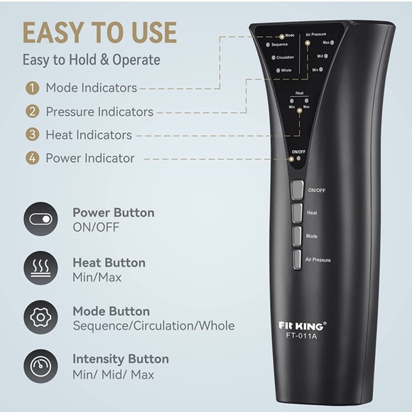 Foot and Leg Massager for Circulation with Knee Heat with Hand-held Controller - Picture 8 of 12